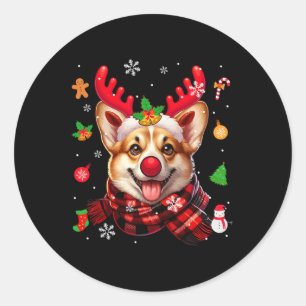 Adesivo Redondo Corgi Cosplay Reindeer Fam Proprietária da Fama de