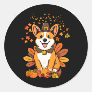 Adesivo Redondo Corgi de Ação de Graças Peru 1