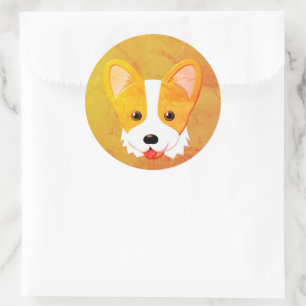 Adesivo Redondo Corgi de desenho animado vintage