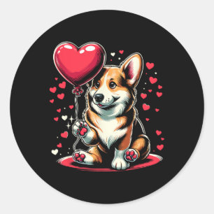 Adesivo Redondo Corgi Dia dos Namorados Dono de Cachorro Dia dos N