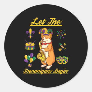 Adesivo Redondo Corgi Dog Lover Costume Feliz Carnaval