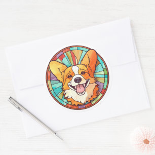Adesivo Redondo Corgi Dog Sticker Pack
