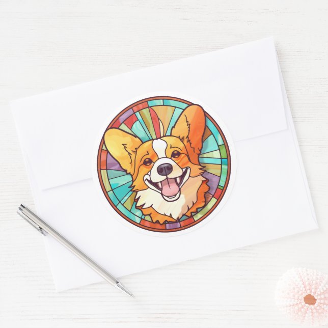 Adesivo Redondo Corgi Dog Sticker Pack (Envelope)
