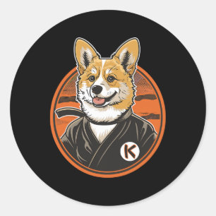 Adesivo Redondo Corgi Em Jiu Jitsu Gi Bjj Life Karate Taekwondo Co