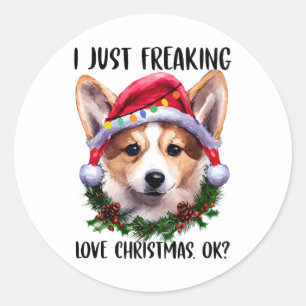 Adesivo Redondo Corgi, Eu Só Estraguei O Natal Do Amor Ok Xmas