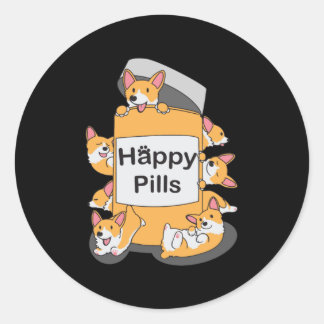 Adesivo Redondo Corgi Happy Pills