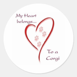 Adesivo Redondo Corgi Heart Belongs - Sticker