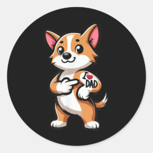 Adesivo Redondo Corgi I Adoro Tatuagem De Cachorro Engraçado De Pa