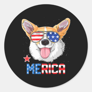 Adesivo Redondo Corgi Merica 4 De Julho T Shirt Kids Girls D