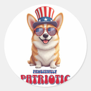 Adesivo Redondo Corgi Patriótico - Pawsitivamente Patriótico