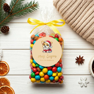 Adesivo Redondo Corgi Personalizado Adorável - Feliz de Córgmas