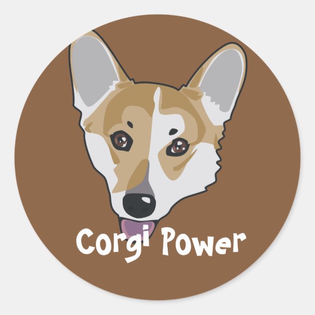 Adesivo Redondo Corgi Power Sticker (Frente)
