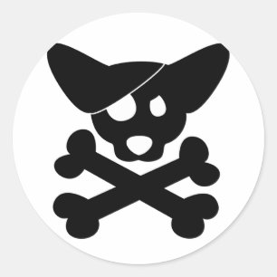 Adesivo Redondo Corgi Skull & Crossbones Stickers