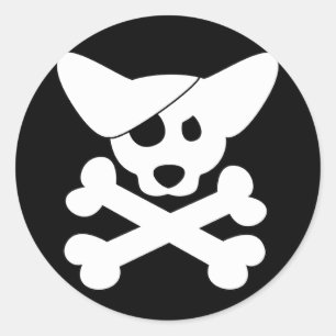 Adesivo Redondo Corgi Skull & Crossbones Stickers