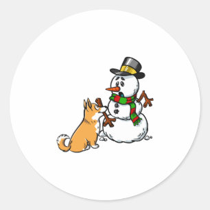 Adesivo Redondo Corgi Snowman Christmas
