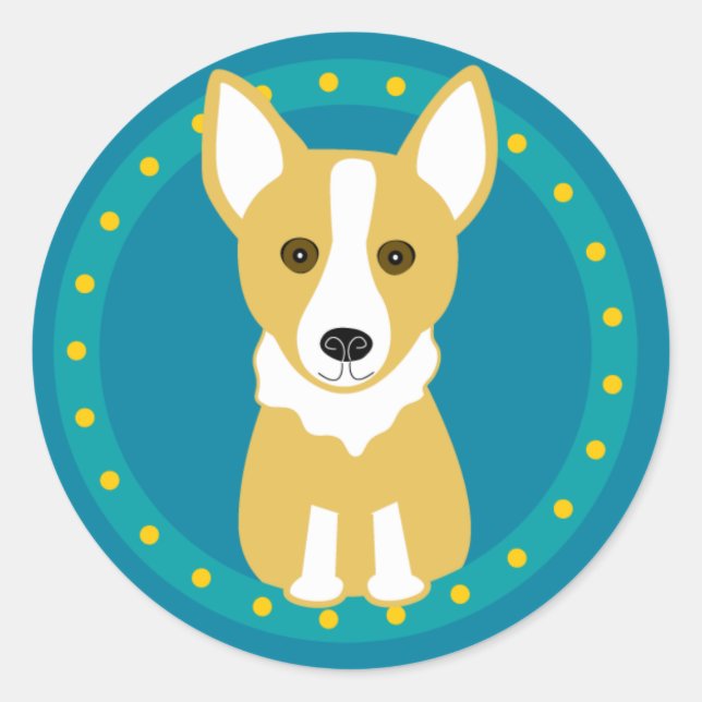 Adesivo Redondo Corgi Stickers (Frente)