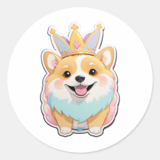 Adesivo Redondo Corgi Sunshine Sticker