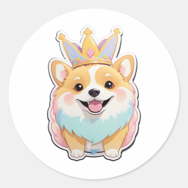 Adesivo Redondo Corgi Sunshine Sticker (Frente)