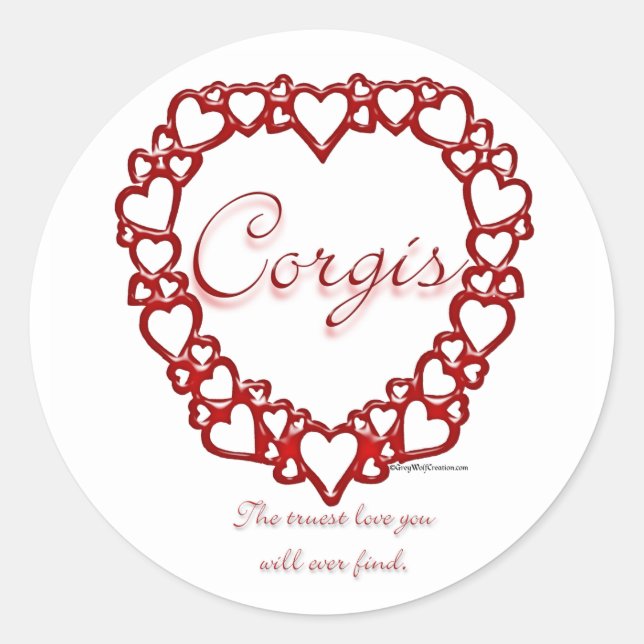 Adesivo Redondo Corgi True Love - Sticker (Frente)