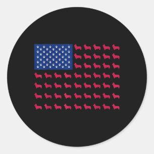 Adesivo Redondo Corgi Vermelho Branco Azul Bandeira Americana 4 De