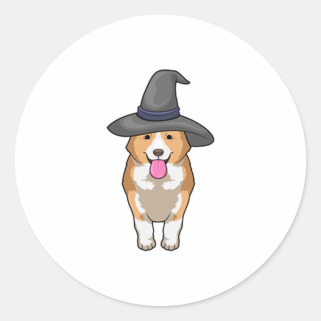 Adesivo Redondo Corgi Witch (Frente)