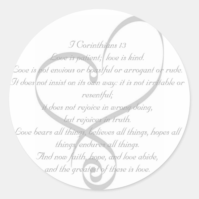 Adesivo Redondo Corinthians 13 Love/Wedding Sticker (Frente)