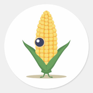 Adesivo Redondo Corn Alien – Funny Farm Food Character