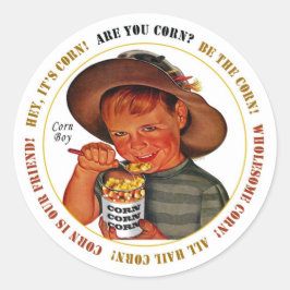 Adesivo Redondo CORN BOY por Jeff Willis Art