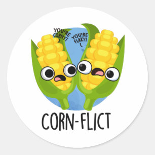 Adesivo Redondo Corn-Flict Funny Corn Pun