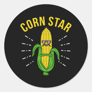 Adesivo Redondo Corn Star Corn No Dia Do Cob Meme Pun