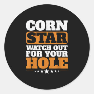 Adesivo Redondo Corn Star Cuidado Com O Seu Corno Buraco