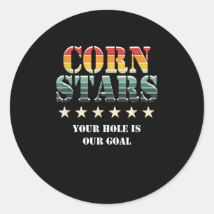 Adesivo Redondo Corn Stars Engraçado Mens Cornhole Equipe Acessóri