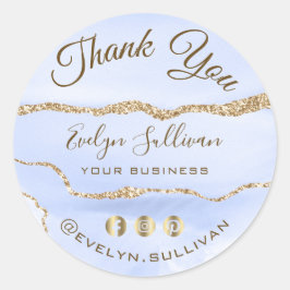 Adesivo Redondo Cornflower Blue Agate Obrigado