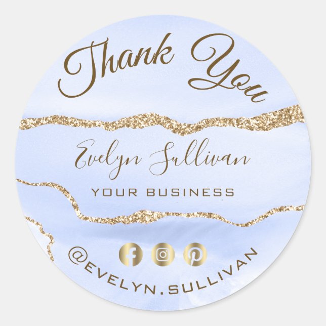 Adesivo Redondo Cornflower Blue Agate Obrigado (Frente)