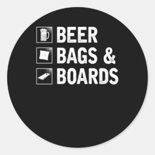 Adesivo Redondo Cornhole Bag e Beer Bebendo Corn Player
