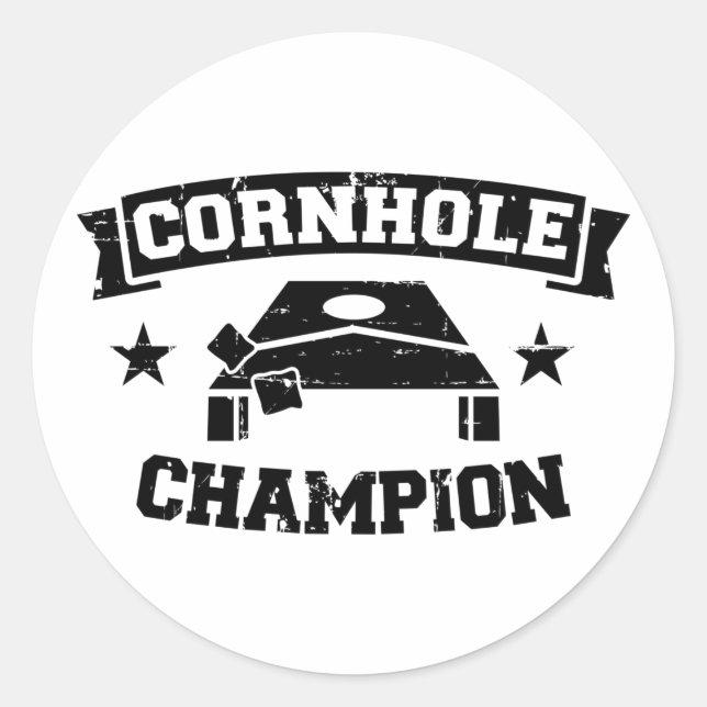 Adesivo Redondo Cornhole campeão (Frente)