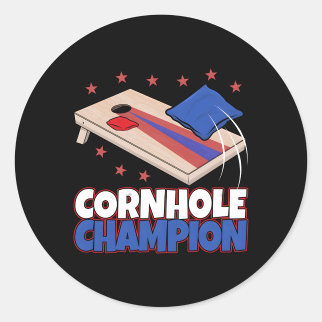 Adesivo Redondo Cornhole Champion Corn Hole Gammer Love (Frente)