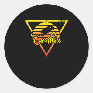 Adesivo Redondo Cornhole Corn Hole Vintage Retro