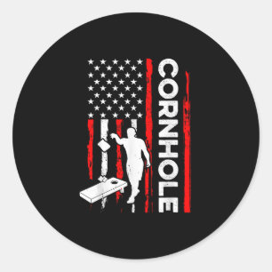 Adesivo Redondo Cornhole Corn Hole Vintage Retro