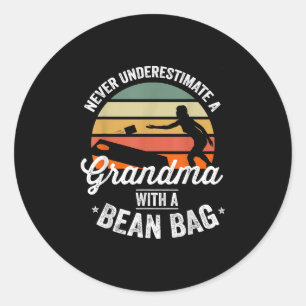 Adesivo Redondo Cornhole Funny Bean Bag Avó 4 de julho