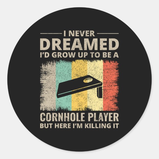 Adesivo Redondo Cornhole Game Conselhos Bolsas Engraçado (Frente)