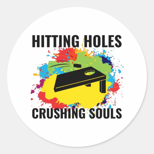 Adesivo Redondo Cornhole Game Conselhos Bolsas Engraçado (Frente)