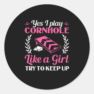 Adesivo Redondo Cornhole Game Cornholer Tossing Jogo Tossing Bean