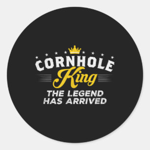 Adesivo Redondo Cornhole King A Lenda Chegou ao Cornhole Gift