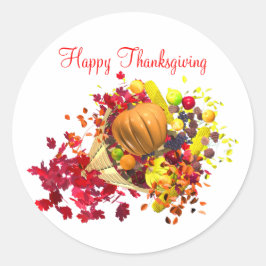 Adesivo Redondo Cornucopia de Ação de Graças