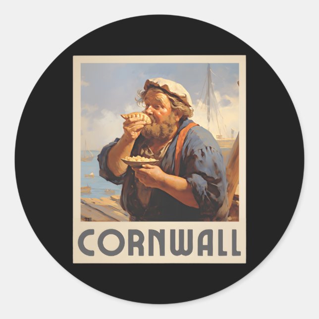 Adesivo Redondo Cornwall Cornish Eating Pasty Cornwall (Frente)