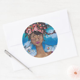 Adesivo Redondo Coroa afro-latina latina de beleza