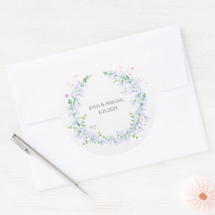 Adesivo Redondo coroa aquosa com borboletas