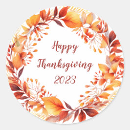 Adesivo Redondo Coroa aquosa das folhas coloridas do outono
