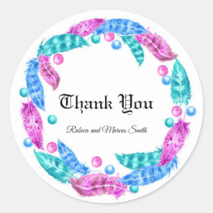 Adesivo Redondo Coroa boho fluorescente, elegância de cores vívida
